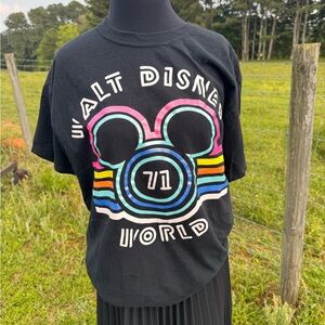 Disney Adult Black T-Shirt with Colorful Mickey Vintage Design Large